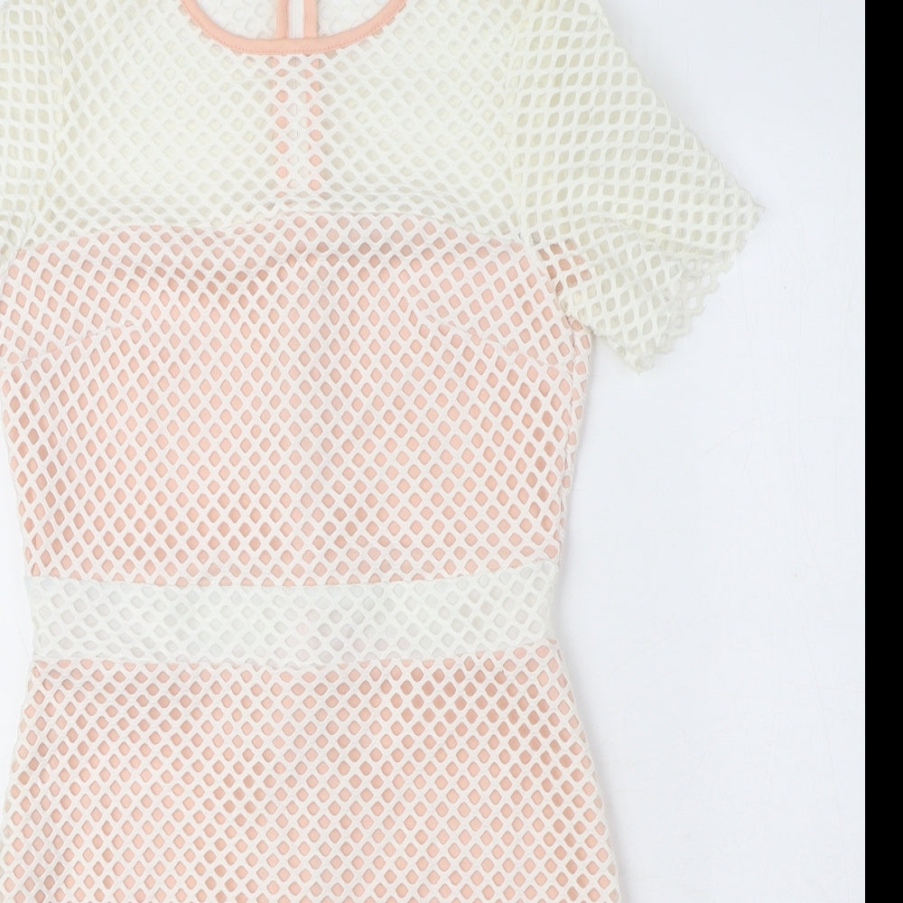 ASOS Womens Pink Polyester Shift Size 8 Crew Neck Zip