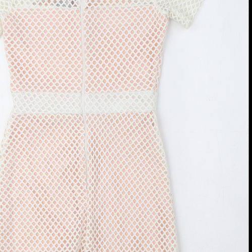 ASOS Womens Pink Polyester Shift Size 8 Crew Neck Zip