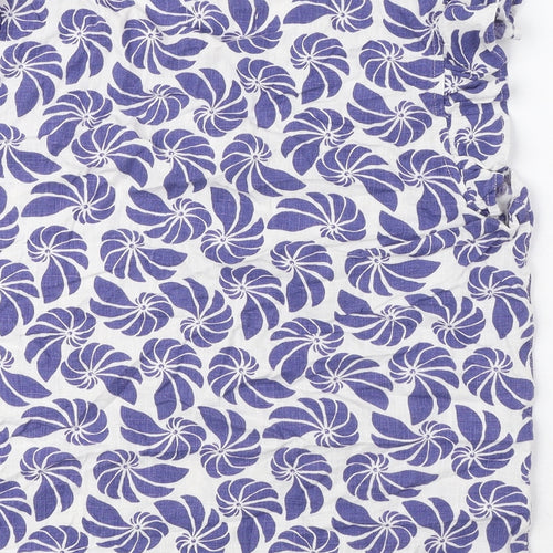 NEXT Womens Blue Geometric Viscose Basic Button-Up Size 14 V-Neck
