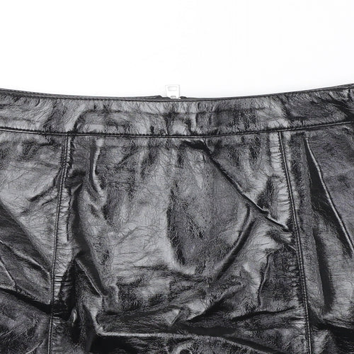Topshop Womens Black Polyurethane Mini Skirt Size 8 Zip