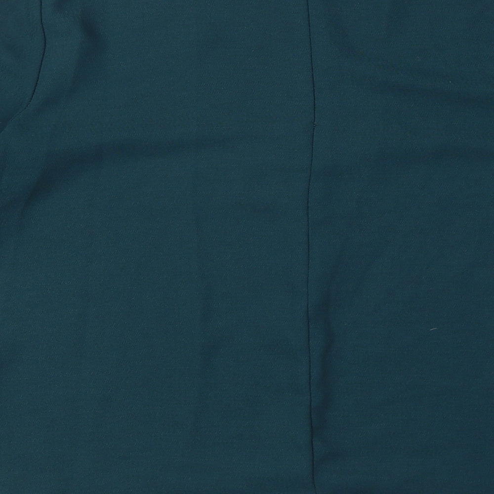 Topshop Womens Green Polyester Basic Blouse Size 8 Round Neck