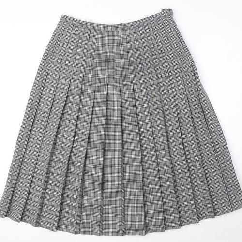 Windsmoor Womens Black Plaid Polyester Pleated Skirt Size 18 Zip