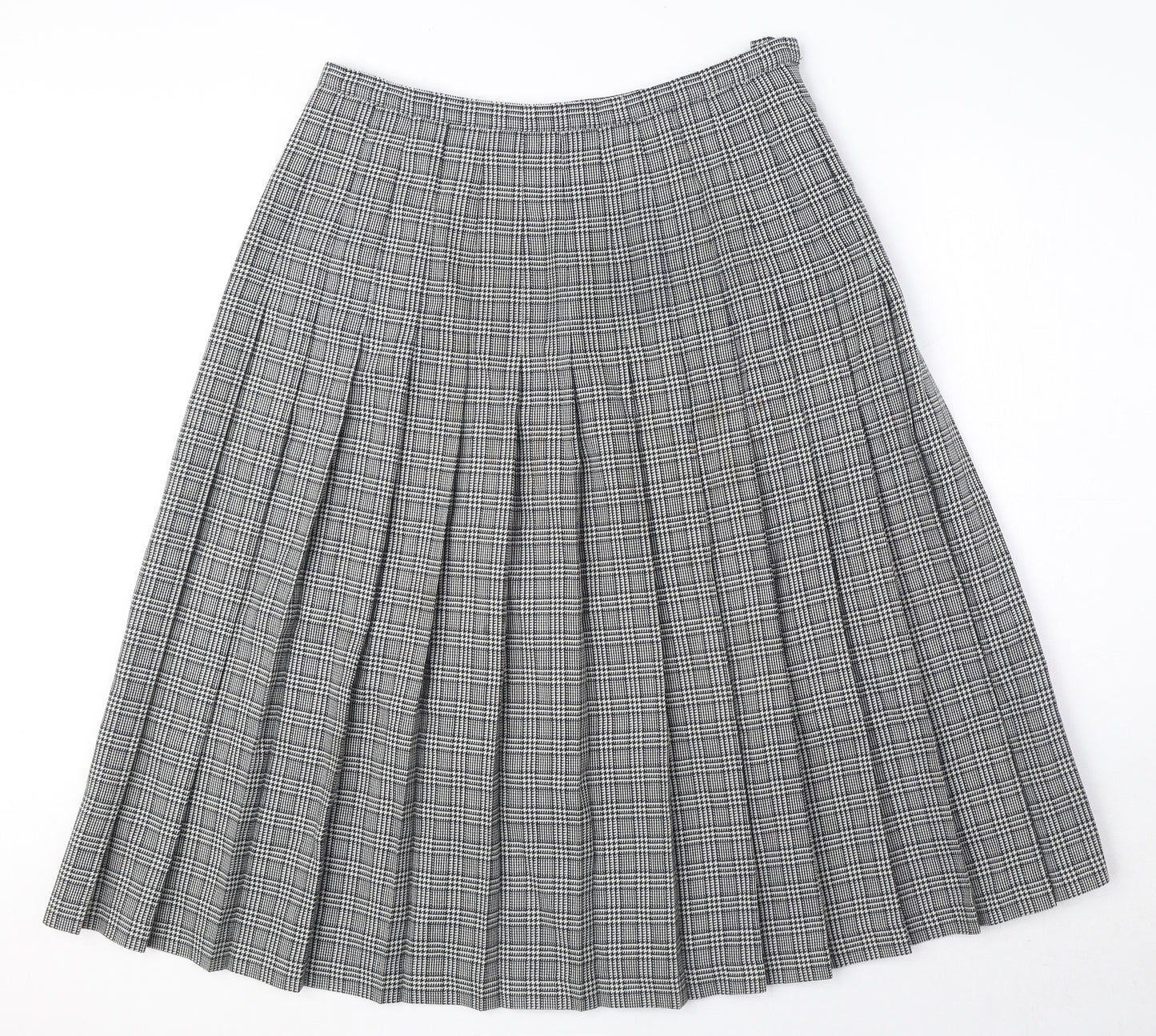 Windsmoor Womens Black Plaid Polyester Pleated Skirt Size 18 Zip