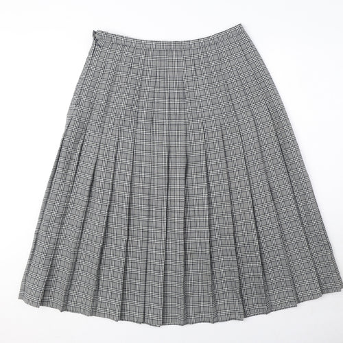 Windsmoor Womens Black Plaid Polyester Pleated Skirt Size 18 Zip