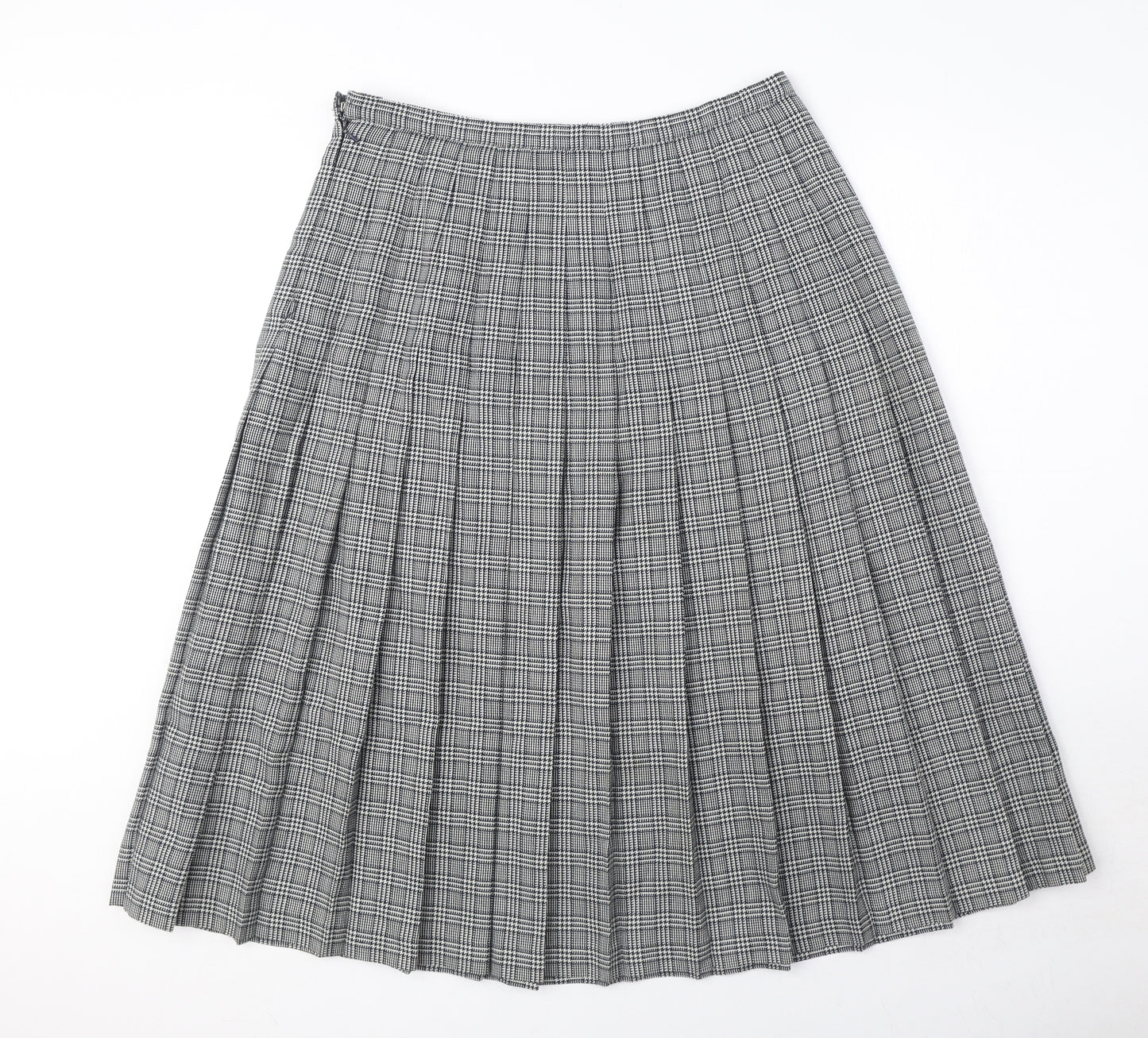 Windsmoor Womens Black Plaid Polyester Pleated Skirt Size 18 Zip