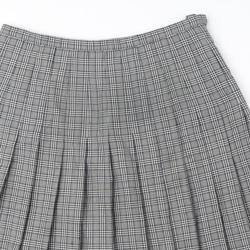 Windsmoor Womens Black Plaid Polyester Pleated Skirt Size 18 Zip