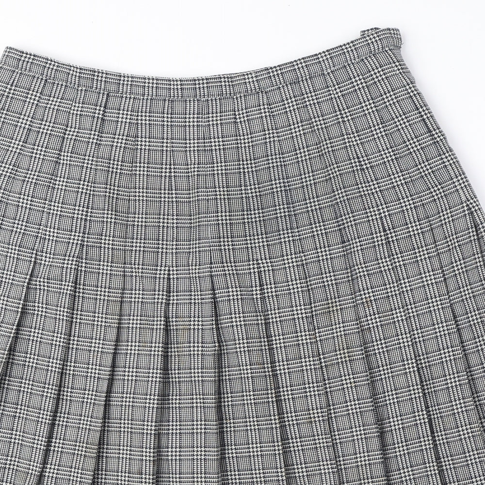 Windsmoor Womens Black Plaid Polyester Pleated Skirt Size 18 Zip