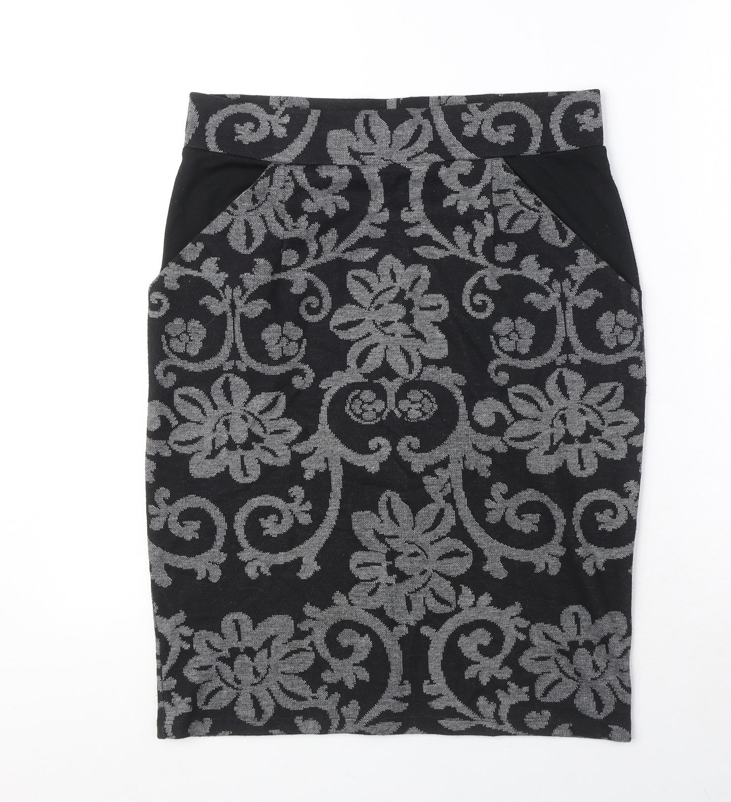 Per Una Womens Grey Geometric Polyester Straight & Pencil Skirt Size 12