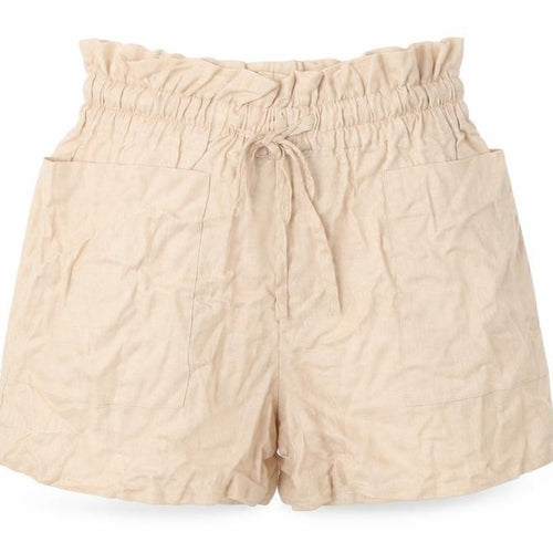 Nasty Gal Womens Beige Viscose Paperbag Shorts Size 8 Regular Drawstring