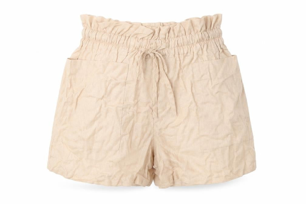 Nasty Gal Womens Beige Viscose Paperbag Shorts Size 8 Regular Drawstring
