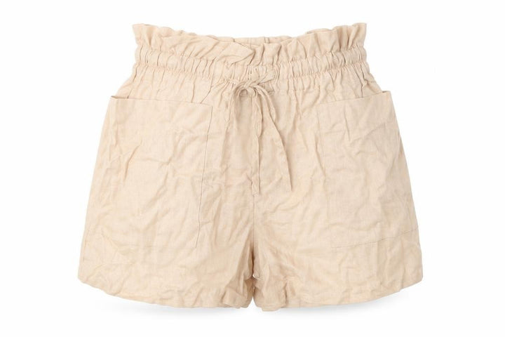 Nasty Gal Womens Beige Viscose Paperbag Shorts Size 8 Regular Drawstring