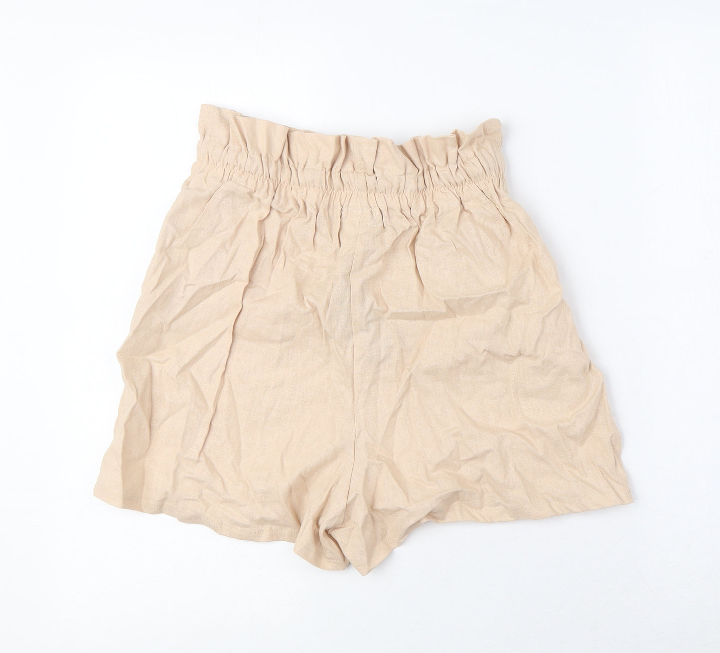 Nasty Gal Womens Beige Viscose Paperbag Shorts Size 8 Regular Drawstring