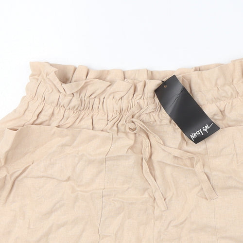 Nasty Gal Womens Beige Viscose Paperbag Shorts Size 8 Regular Drawstring