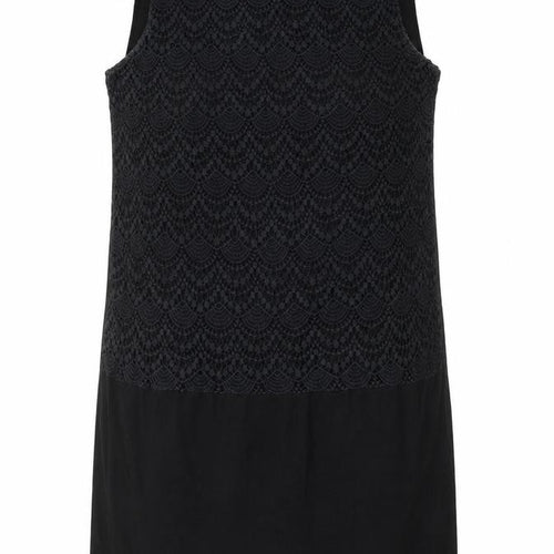 Mango Womens Black Viscose Shift Size XL Boat Neck Pullover - Crocheted Lace Detail