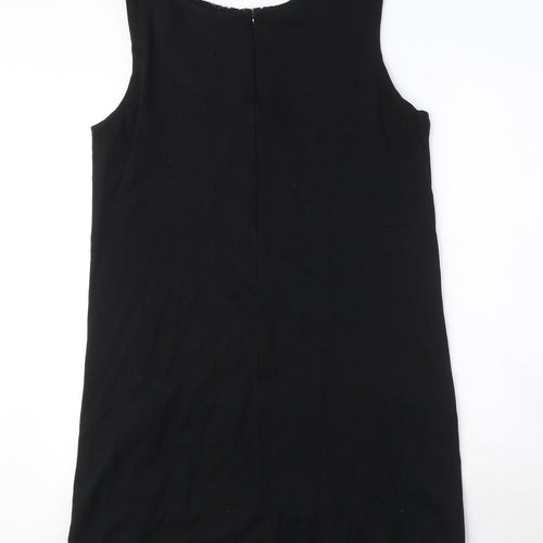 Mango Womens Black Viscose Shift Size XL Boat Neck Pullover - Crocheted Lace Detail