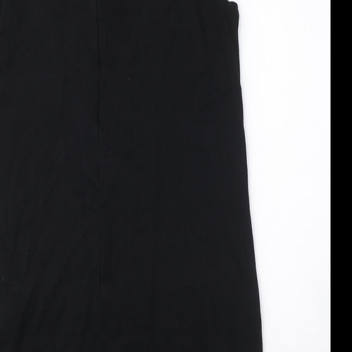 Mango Womens Black Viscose Shift Size XL Boat Neck Pullover - Crocheted Lace Detail