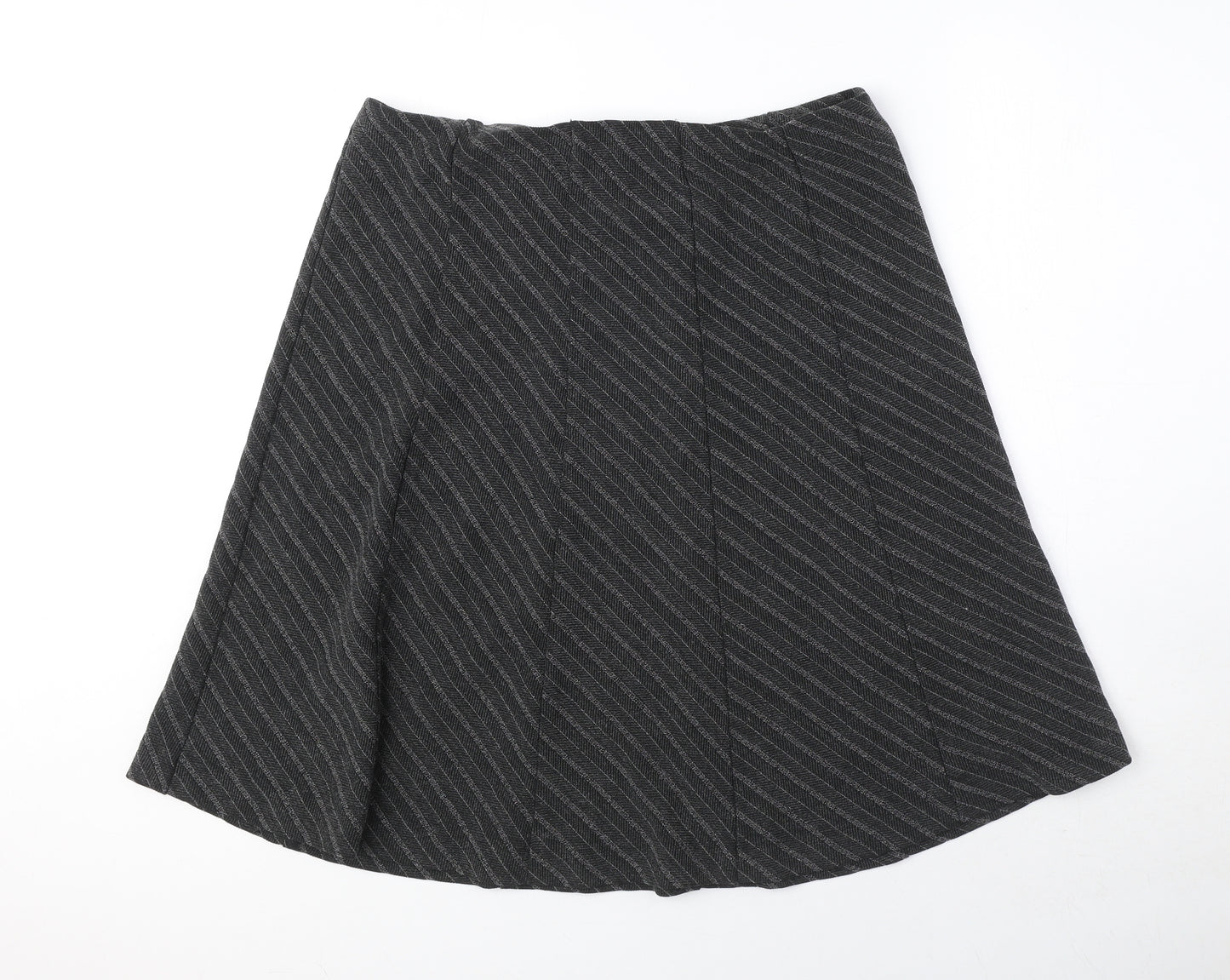 Marks and Spencer Womens Grey Striped Polyester Swing Skirt Size 16