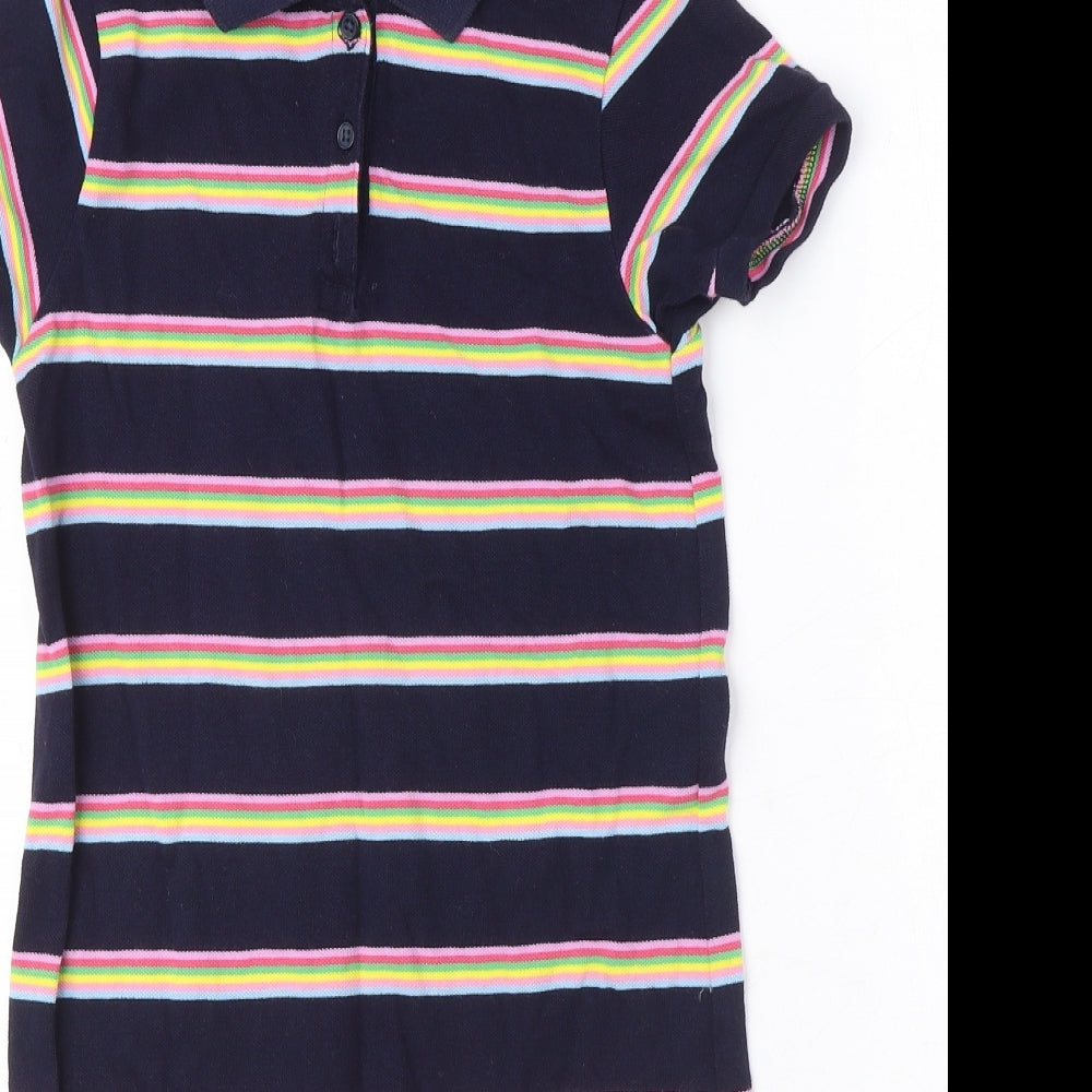 NEXT Girls Multicoloured Striped 100% Cotton Pencil Dress Size 11 Years Collared Button
