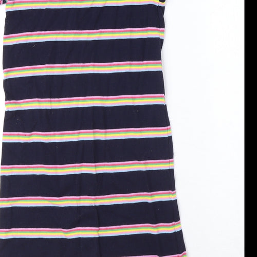 NEXT Girls Multicoloured Striped 100% Cotton Pencil Dress Size 11 Years Collared Button