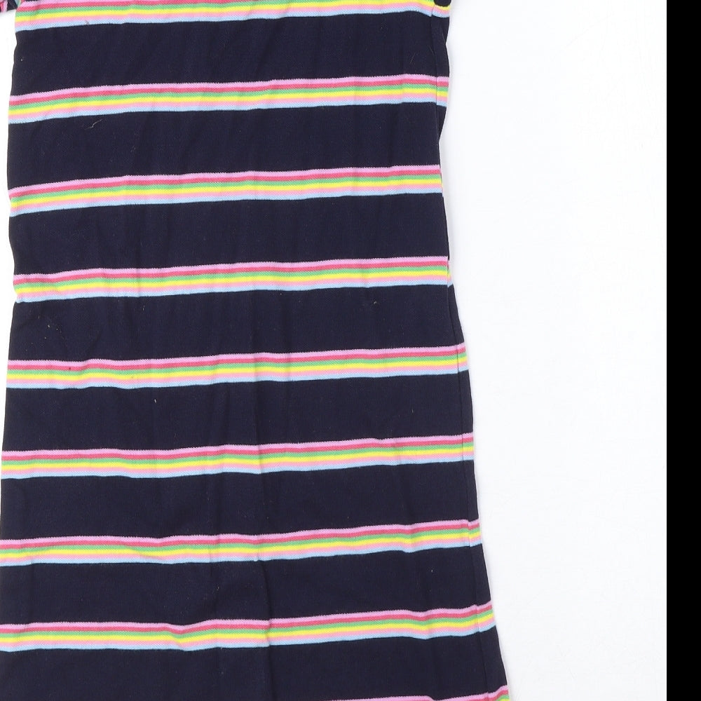 NEXT Girls Multicoloured Striped 100% Cotton Pencil Dress Size 11 Years Collared Button