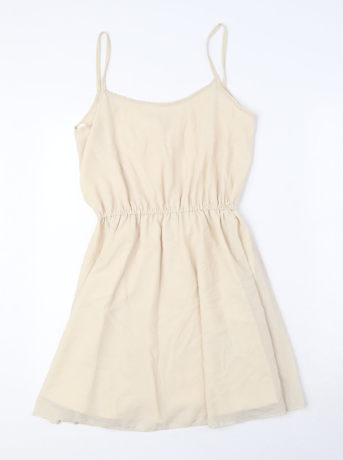 Rare London Womens Beige Polyester Tank Dress Size 8 Round Neck Pullover