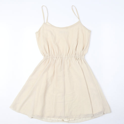 Rare London Womens Beige Polyester Tank Dress Size 8 Round Neck Pullover