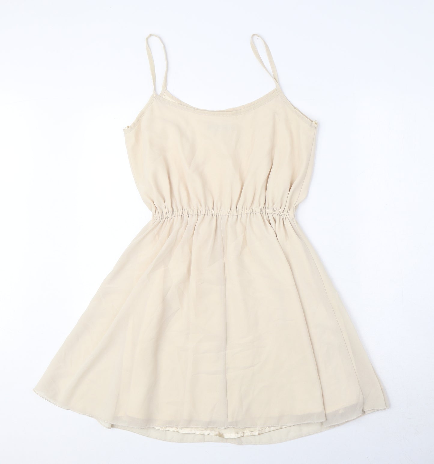 Rare London Womens Beige Polyester Tank Dress Size 8 Round Neck Pullover
