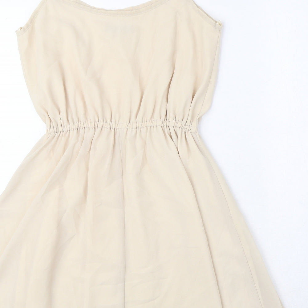 Rare London Womens Beige Polyester Tank Dress Size 8 Round Neck Pullover