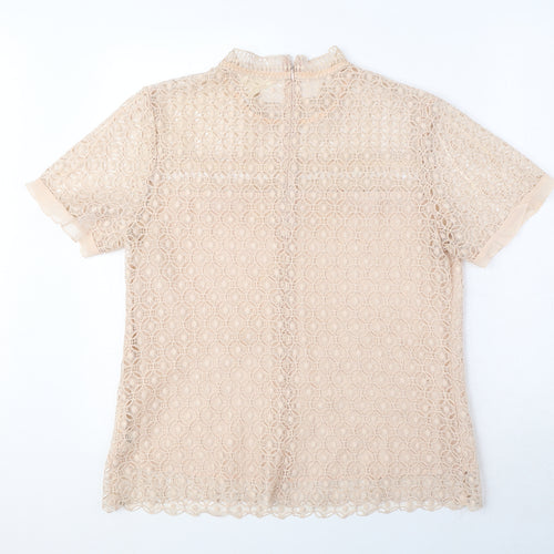 Adiva Womens Pink Geometric Polyester Basic Blouse Size L Round Neck