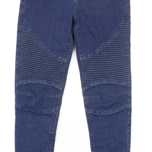 Marks and Spencer Womens Blue Cotton Skinny Jeans Size 6 L27 in Regular Zip