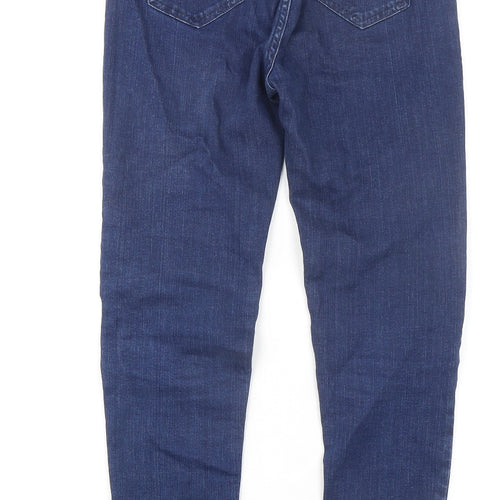 Marks and Spencer Womens Blue Cotton Skinny Jeans Size 6 L27 in Regular Zip