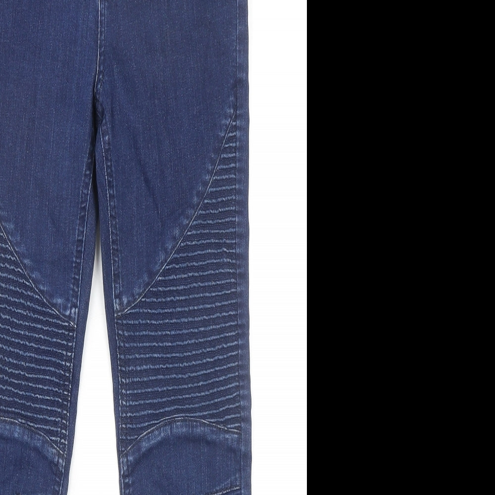 Marks and Spencer Womens Blue Cotton Skinny Jeans Size 6 L27 in Regular Zip