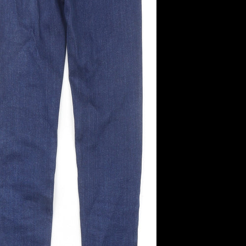 Marks and Spencer Womens Blue Cotton Skinny Jeans Size 6 L27 in Regular Zip