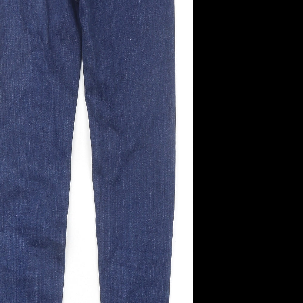Marks and Spencer Womens Blue Cotton Skinny Jeans Size 6 L27 in Regular Zip