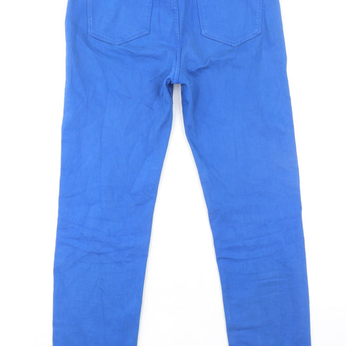Marks and Spencer Womens Blue Cotton Straight Jeans Size 14 L30 in Regular Zip