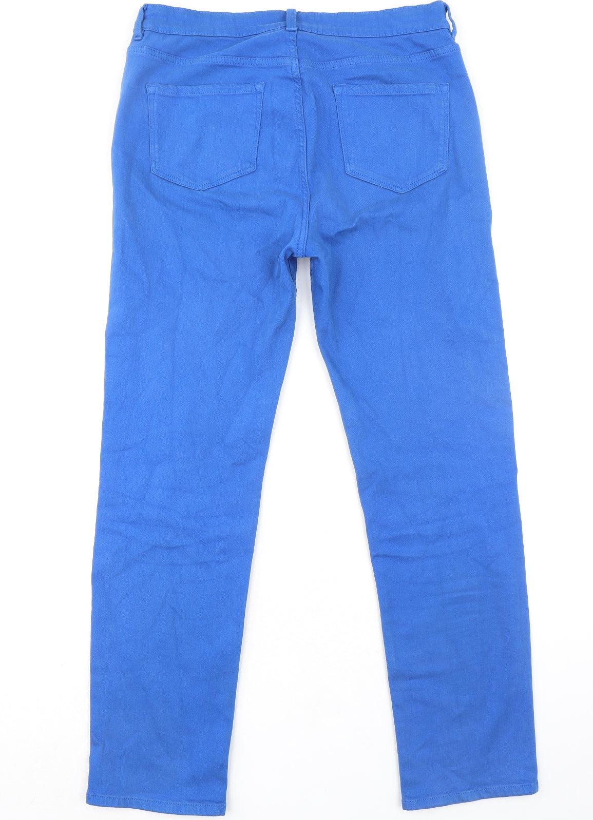 Marks and Spencer Womens Blue Cotton Straight Jeans Size 14 L30 in Regular Zip