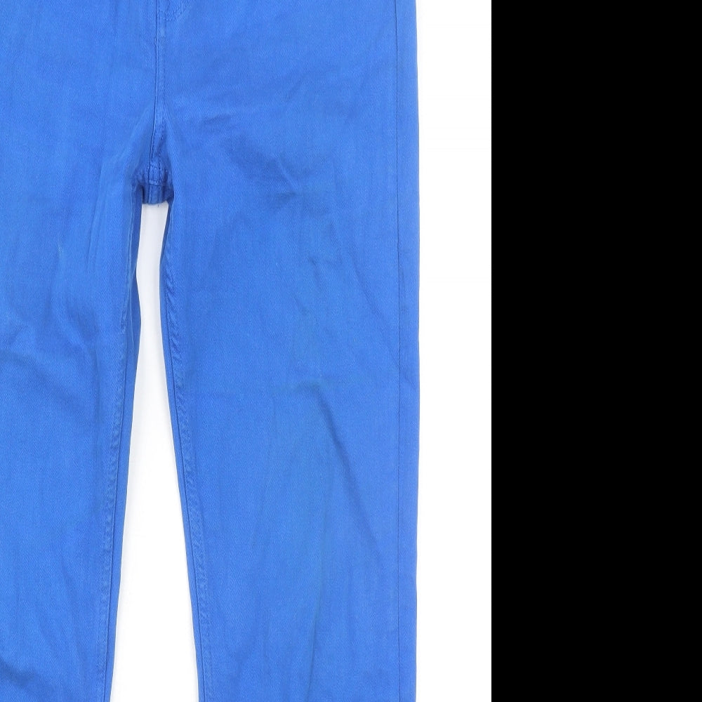 Marks and Spencer Womens Blue Cotton Straight Jeans Size 14 L30 in Regular Zip