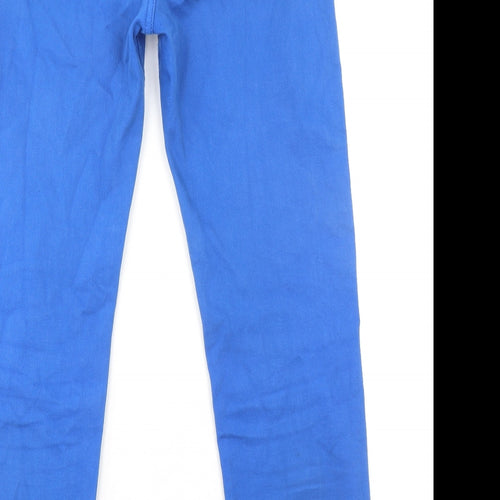 Marks and Spencer Womens Blue Cotton Straight Jeans Size 14 L30 in Regular Zip