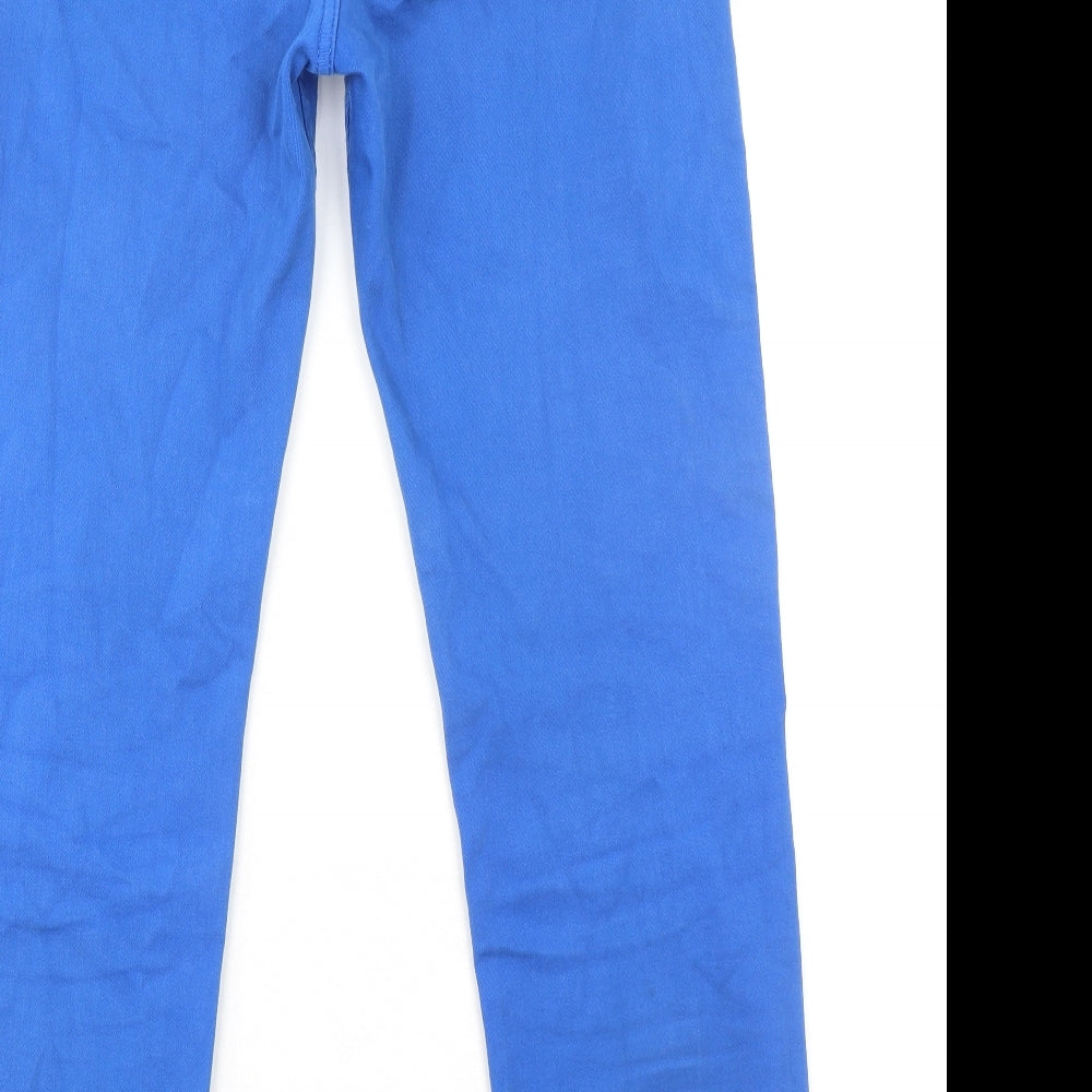 Marks and Spencer Womens Blue Cotton Straight Jeans Size 14 L30 in Regular Zip