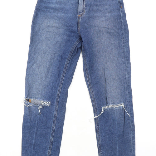 ASOS Womens Blue Cotton Mom Jeans Size 26 in L28 in Regular Zip