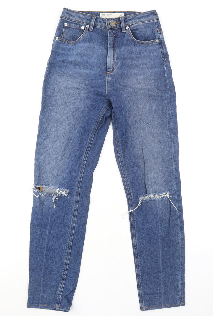 ASOS Womens Blue Cotton Mom Jeans Size 26 in L28 in Regular Zip