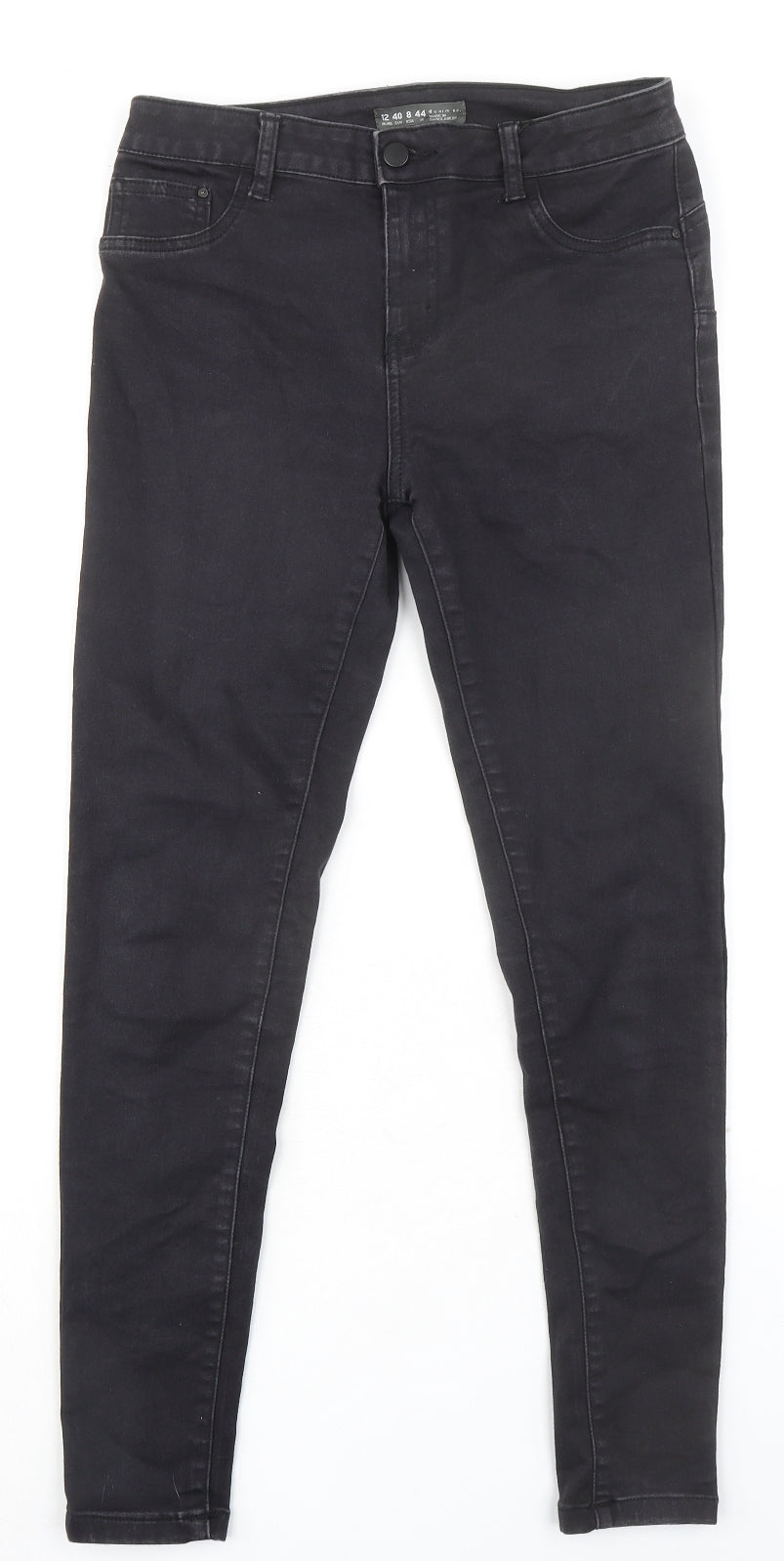Denim & Co. Womens Black Cotton Skinny Jeans Size 12 L28 in Regular Zip