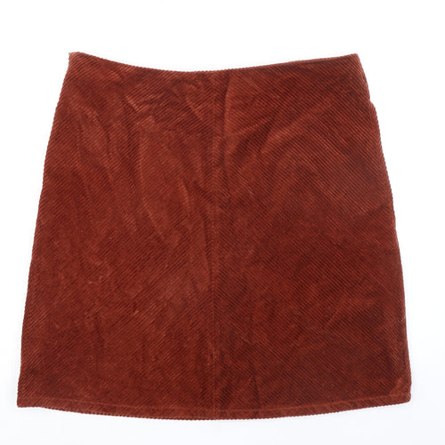 Long Tall Sally Womens Orange Cotton A-Line Skirt Size 18 Zip