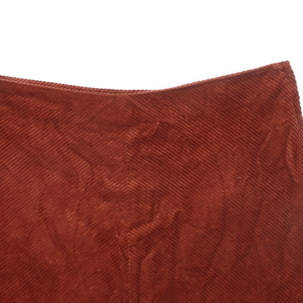 Long Tall Sally Womens Orange Cotton A-Line Skirt Size 18 Zip