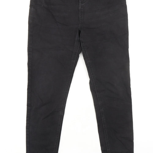 Marks and Spencer Womens Black Cotton Skinny Jeans Size 14 L30 in Slim Zip