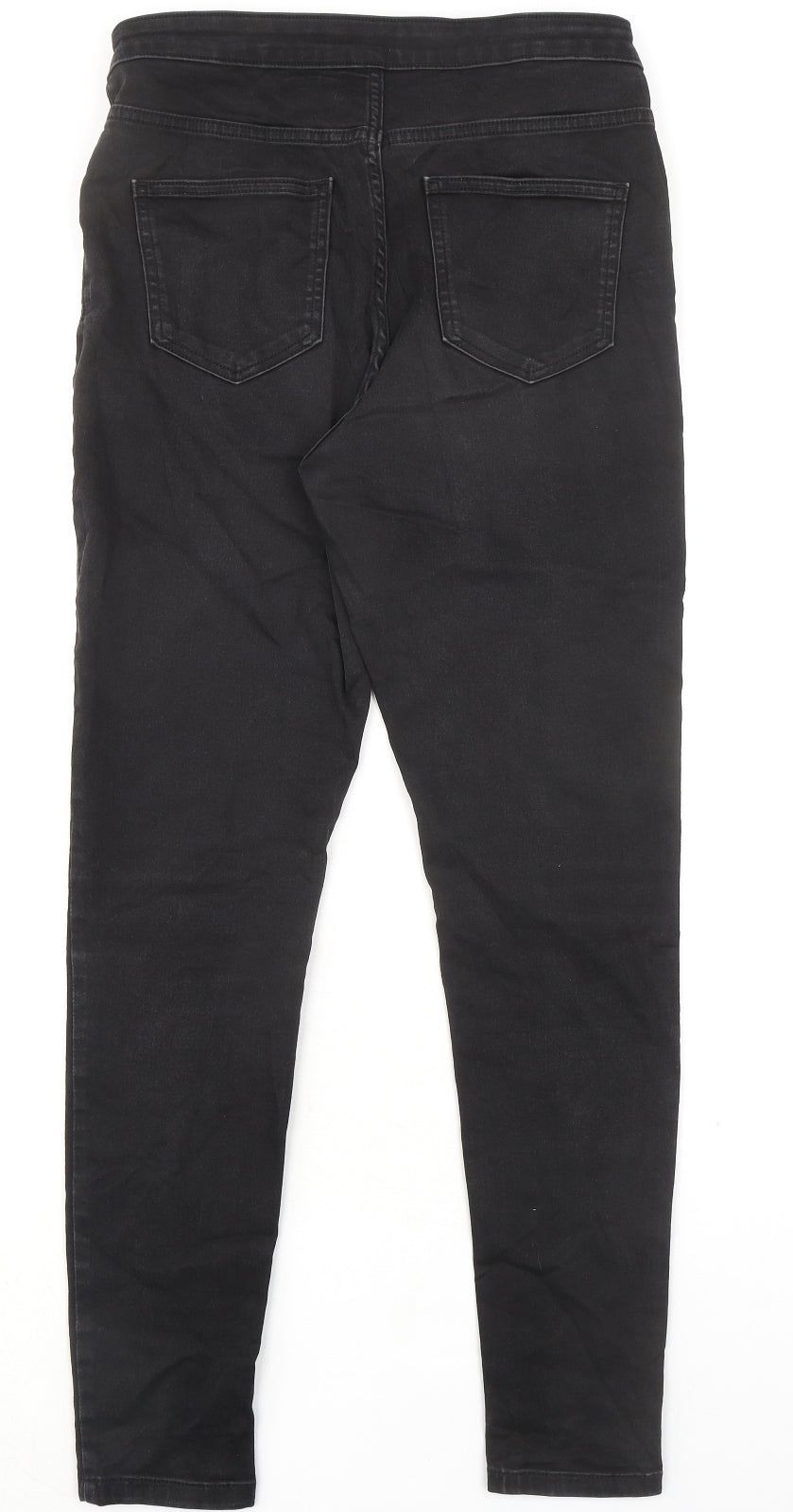 Marks and Spencer Womens Black Cotton Skinny Jeans Size 14 L30 in Slim Zip
