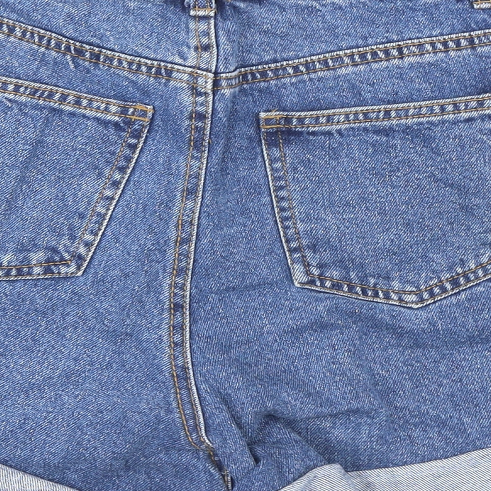 Denim & Co. Womens Blue 100% Cotton Mom Shorts Size 8 Regular Zip