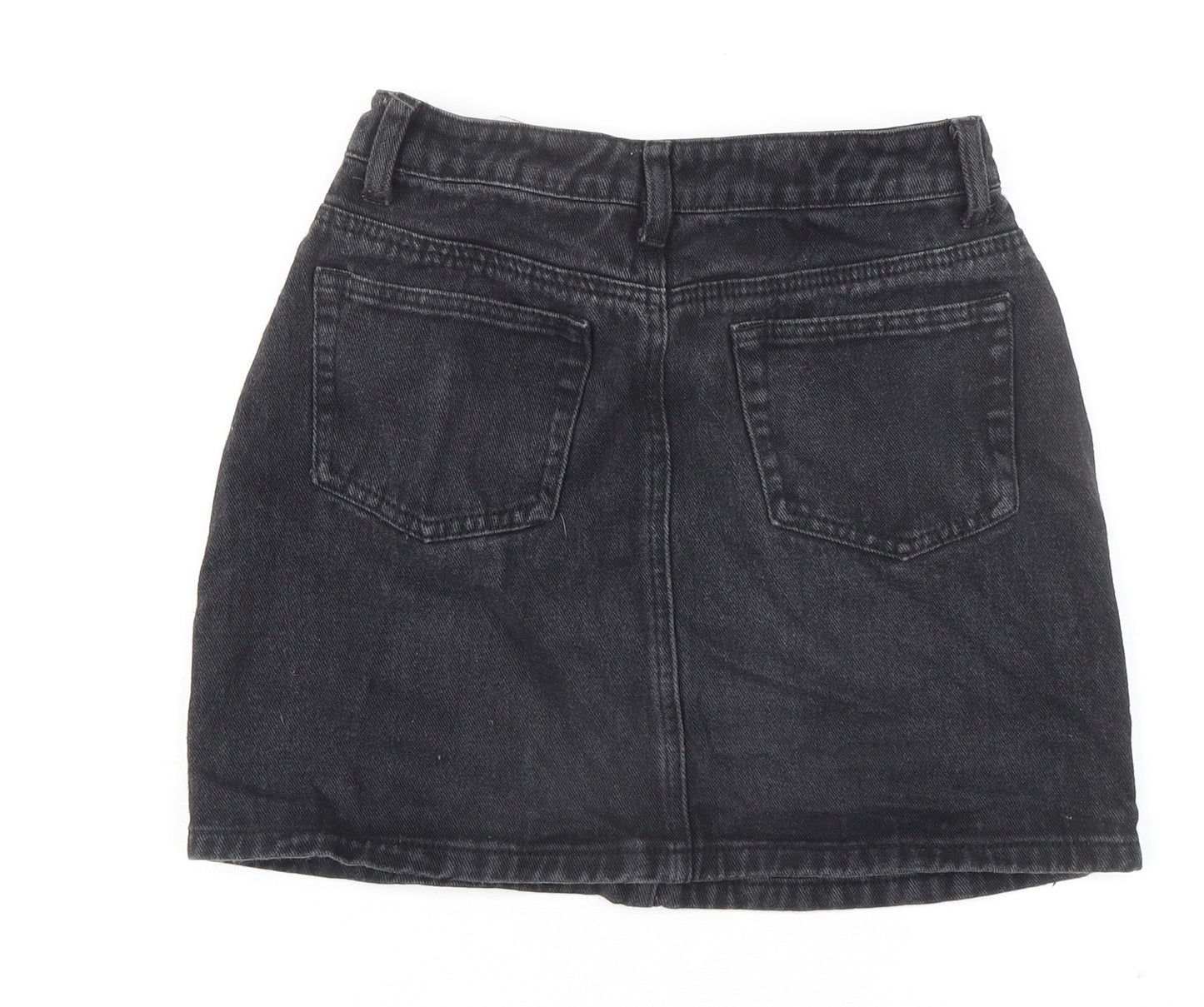 PRETTYLITTLETHING Womens Black Cotton Mini Skirt Size 6 Zip