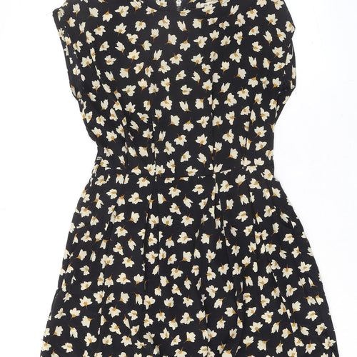 Glamorous Womens Black Floral Polyester Playsuit One-Piece Size 6 Zip