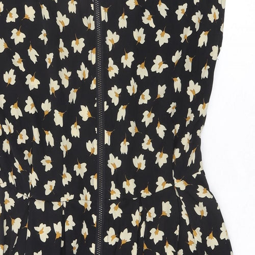 Glamorous Womens Black Floral Polyester Playsuit One-Piece Size 6 Zip